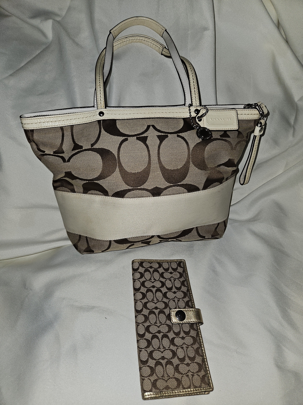 Coach Signature Canvas Tote in Brown and Cream